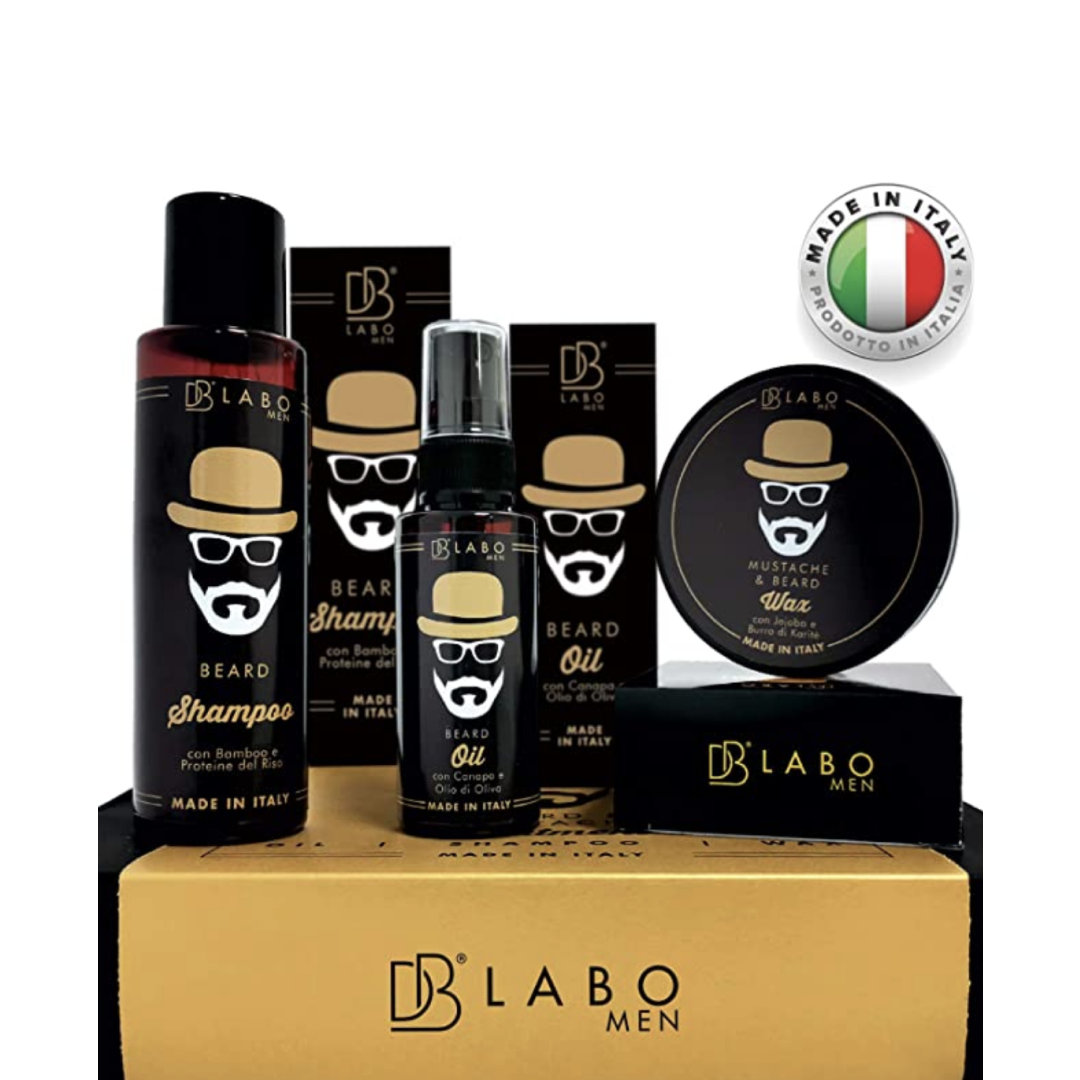 Set Completo Shampoo, Olio e Cera per la Cura di Barba e Baffi Uomo - DBlabo Store